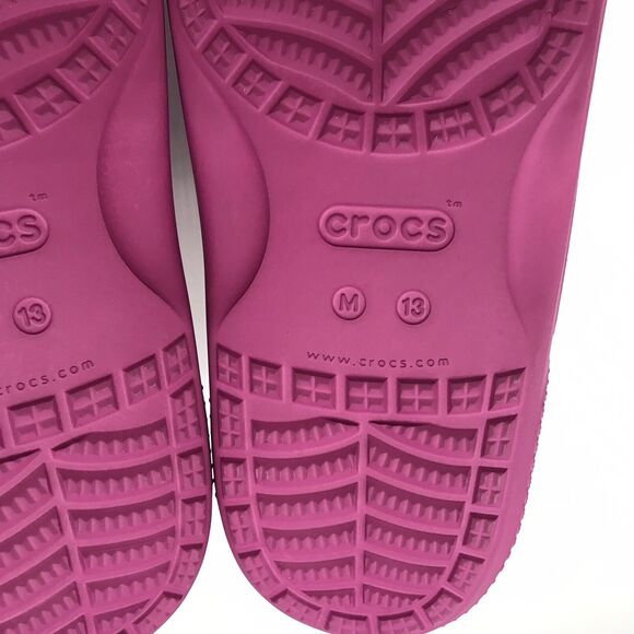 CROCS Iconic Comfort Men's 13 Pink Slides Fushia Fun Double Strap Sandal Jibbits - Picture 9 of 12